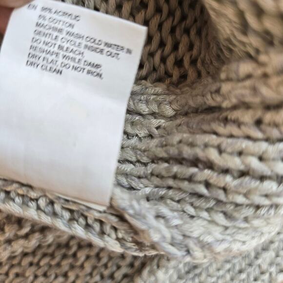 Alya Womens Open Knit Sweater M Elbow Patches Semi Sheer Beachy Boho Cottage - Picture 9 of 11